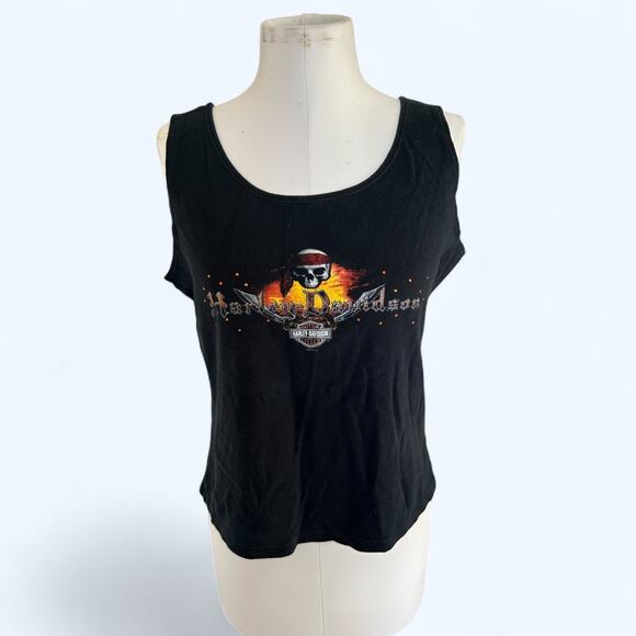 Vintage Y2K Pirates of the Carribean Harley Davidson Bahamas Rhinestone Tank XL - Picture 7 of 10